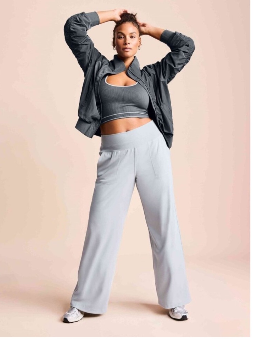 Athleta L Venice High-Rise Wide Leg Pants in Light Gray size S